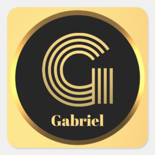 STICKER CARRÉ LETTRE MONOMOBILE D'OR PERSONNALISÉE G