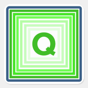 Sticker Carré Lettre Q - Vert bleu