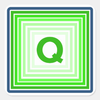 Sticker Carré Lettre Q - Vert bleu