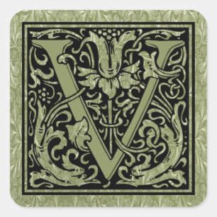 Sticker Carré Lettre V Première lettre Monogramme
