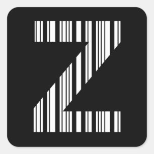 Sticker Carré LETTRE Z CODE BARRE Premier Motif de code barre in