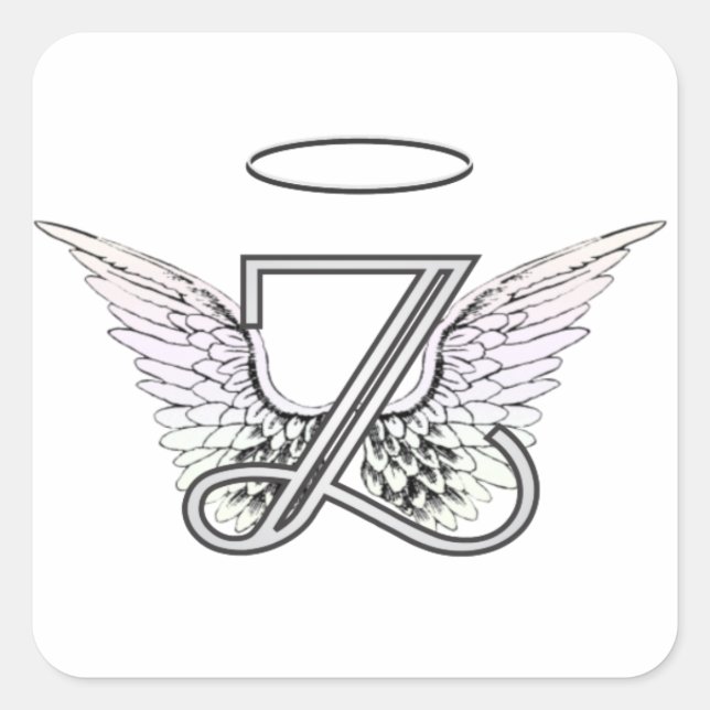Sticker Carré Lettre Z Monogramme initial avec ailes angéliques  (Devant)