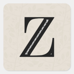 Sticker Carré Lettre Z - noir de damassé