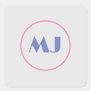 Sticker Carré Lettres Initiales Bleues De Monogramme De Style Mo