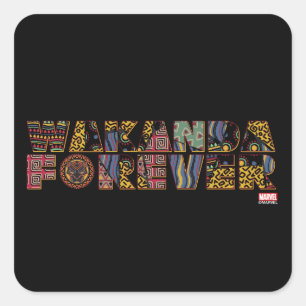 Sticker Carré Lettres Motif Wakanda Forever
