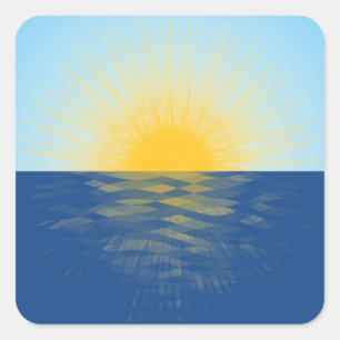 Sticker Carré Lever de soleil sur l'océan Nouveaux débuts