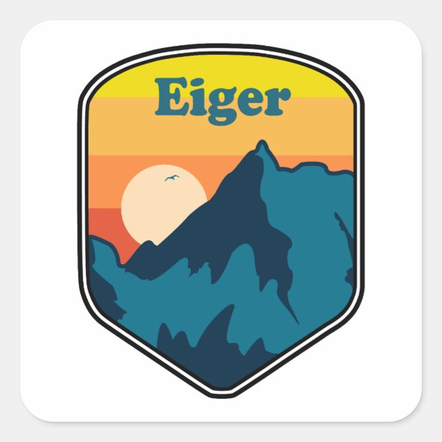 Sticker Carré Lever du soleil de l'Eiger (Devant)