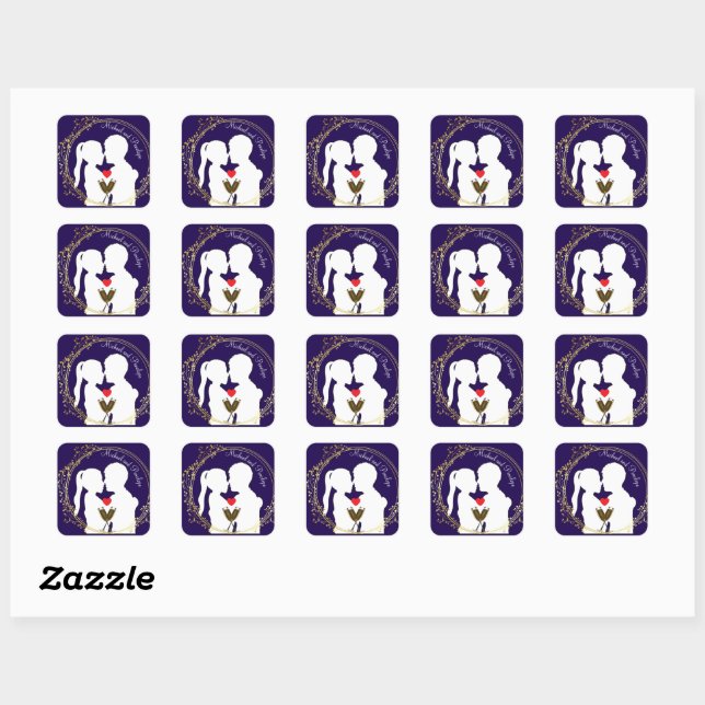 Sticker Carré Levez un toast à l'élégance du couple heureux (Feuille)