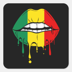 Sticker Carré Lèvres jamaïcaines rastafariennes
