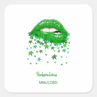 Sticker Carré Lèvres MMJ sexy vertes