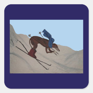 Sticker Carré Lévrier Snow Skiing