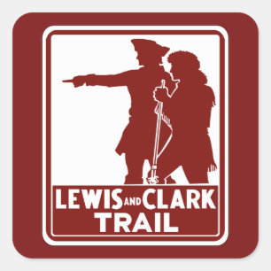 Sticker Carré Lewis & Clark, Traffic Guide Sign, États-Unis