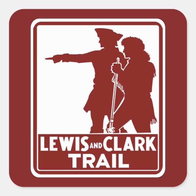 Sticker Carré Lewis & Clark, Traffic Guide Sign, États-Unis (Devant)