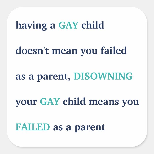 Sticker Carré LGBT Avoir Un Enfant Gay Amour Fierté Parentalité  (Devant)