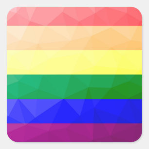 Sticker Carré LGBT drapeau arc-en-ciel lignes motif de maillage 
