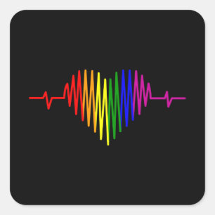 Sticker Carré LGBT Hearbeat mois LGBT Pride drapeau arc-en-ciel 