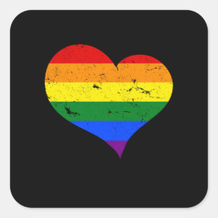 Sticker Carré LGBT - Lesbian Gay Bisexual Transgenre Coeur
