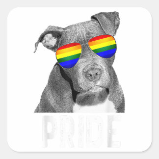 Sticker Carré LGBT Pitbull Gay pride Shades de chien lunettes de