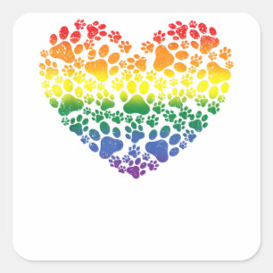 Sticker Carré LGBT-Q Chien Empreinte de patte Gay pride Rainbow 