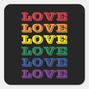 Sticker Carré LGBTQ Gay pride Love Personnalisable Texte Répété