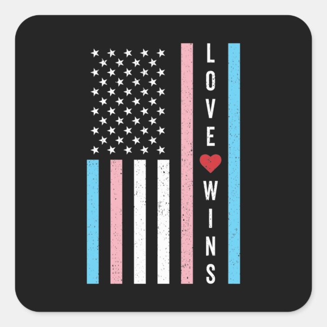 Sticker Carré LGBTQ Transgender Pride Love remporte le drapeau a (Devant)