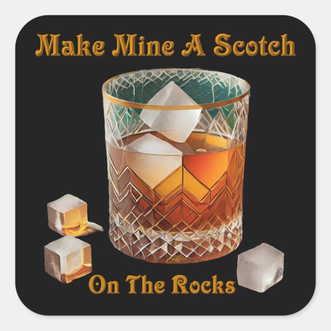 Sticker Carré L'Heure Du Cocktail Faire De Moi Un Scotch Sur Les (Devant)