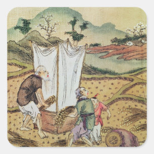 Sticker Carré L'histoire du riz