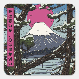 Sticker Carré L'hiver est froid mais le coeur chaud