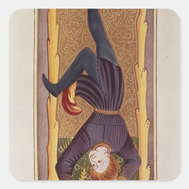 Sticker Carré L'homme pendu, carte tarot, français (Devant)