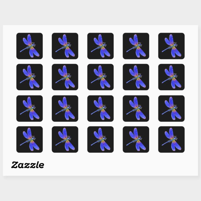 Sticker Carré libellule colorée (Feuille)
