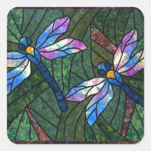 Sticker Carré Libellules en verre souillé