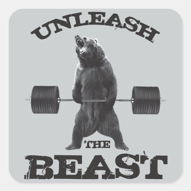 Sticker Carré Libérez La Motivation De La Bête Gym (Devant)