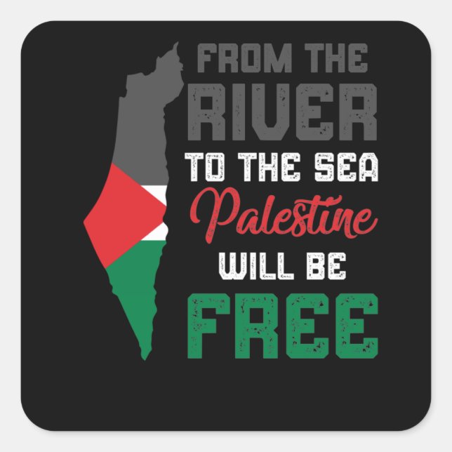 Sticker Carré Libérez la Palestine pour mettre fin au drapeau de (Devant)
