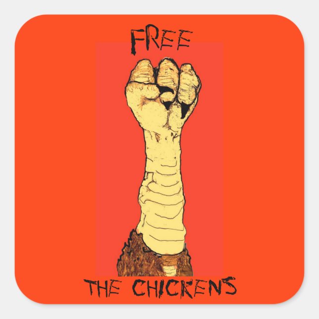 Sticker Carré Libérez l'autocollant poulets (Devant)