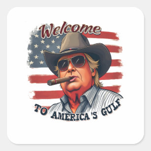 Sticker Carré Liberté aux Américains du golfe Américain Trump