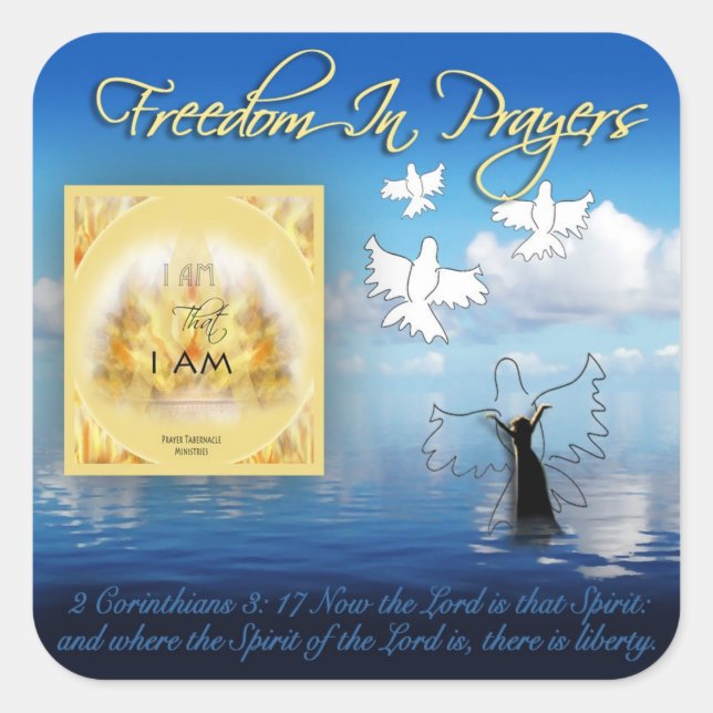 Sticker Carré Liberté dans l'autocollant de prière (Devant)