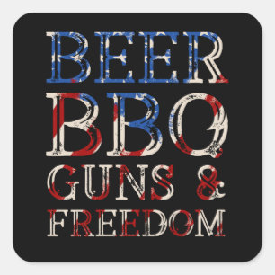 Sticker Carré Liberté des armes à bière BBQ