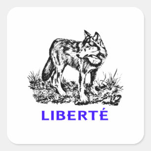 Sticker Carré Liberté - Loup dans la nature sauvage