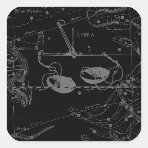 Sticker Carré Libra Constellation Hevelius vers 1690