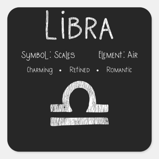 Sticker Carré Libra Horoscope Astrologie Étoile signe cadeau d'a (Devant)