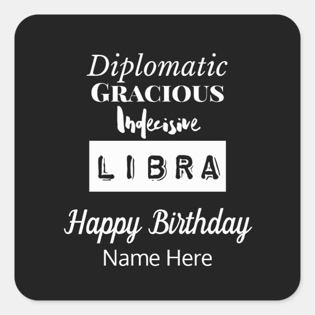 Sticker Carré Libra Zodiac Caractéristiques amusantes Anniversai (Devant)