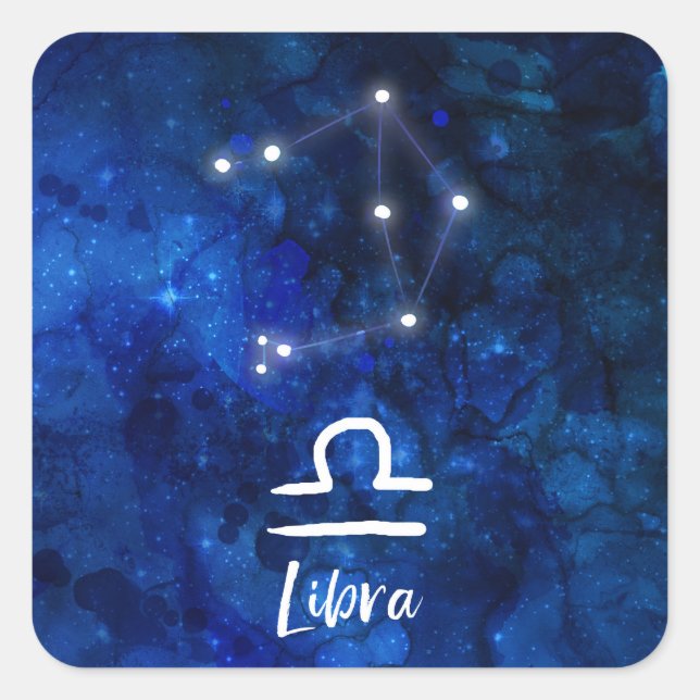 Sticker Carré Libra Zodiac Constellation Bleu Galaxie Céleste (Devant)