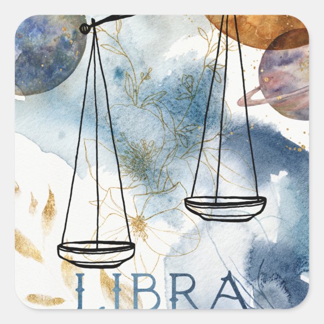 Sticker Carré Libras balance anniversaire zodiaque astrologie bl (Devant)