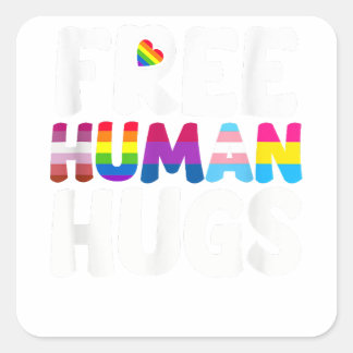 Sticker Carré Libre Human Hugs LGBT Pride Mois