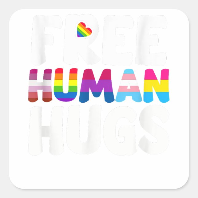 Sticker Carré Libre Human Hugs LGBT Pride Mois (Devant)
