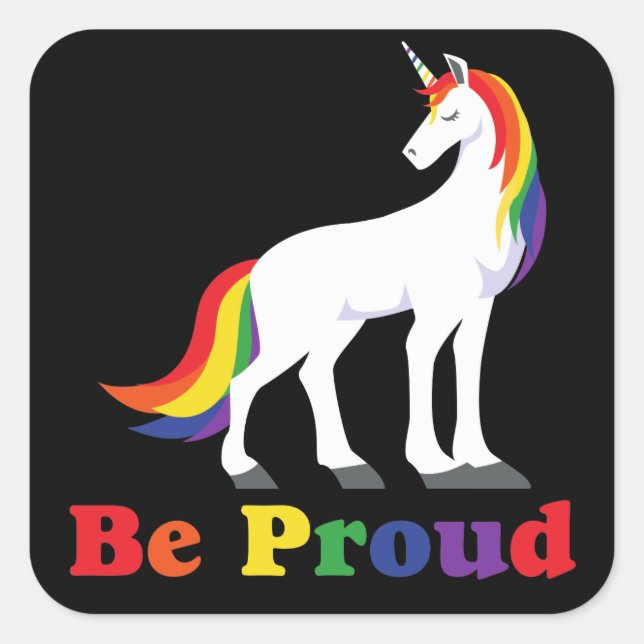 Sticker Carré Licorne | Arc | LGBT (Devant)