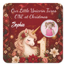 Licorne cramoisie florale 1er anniversaire Noël 