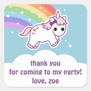 Sticker Carré Licorne d'arc-en-ciel