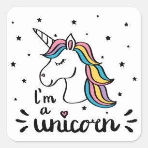 Sticker Carré Licorne   je suis une licorne