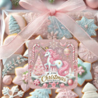 Licorne merveilleuse de Noël rose